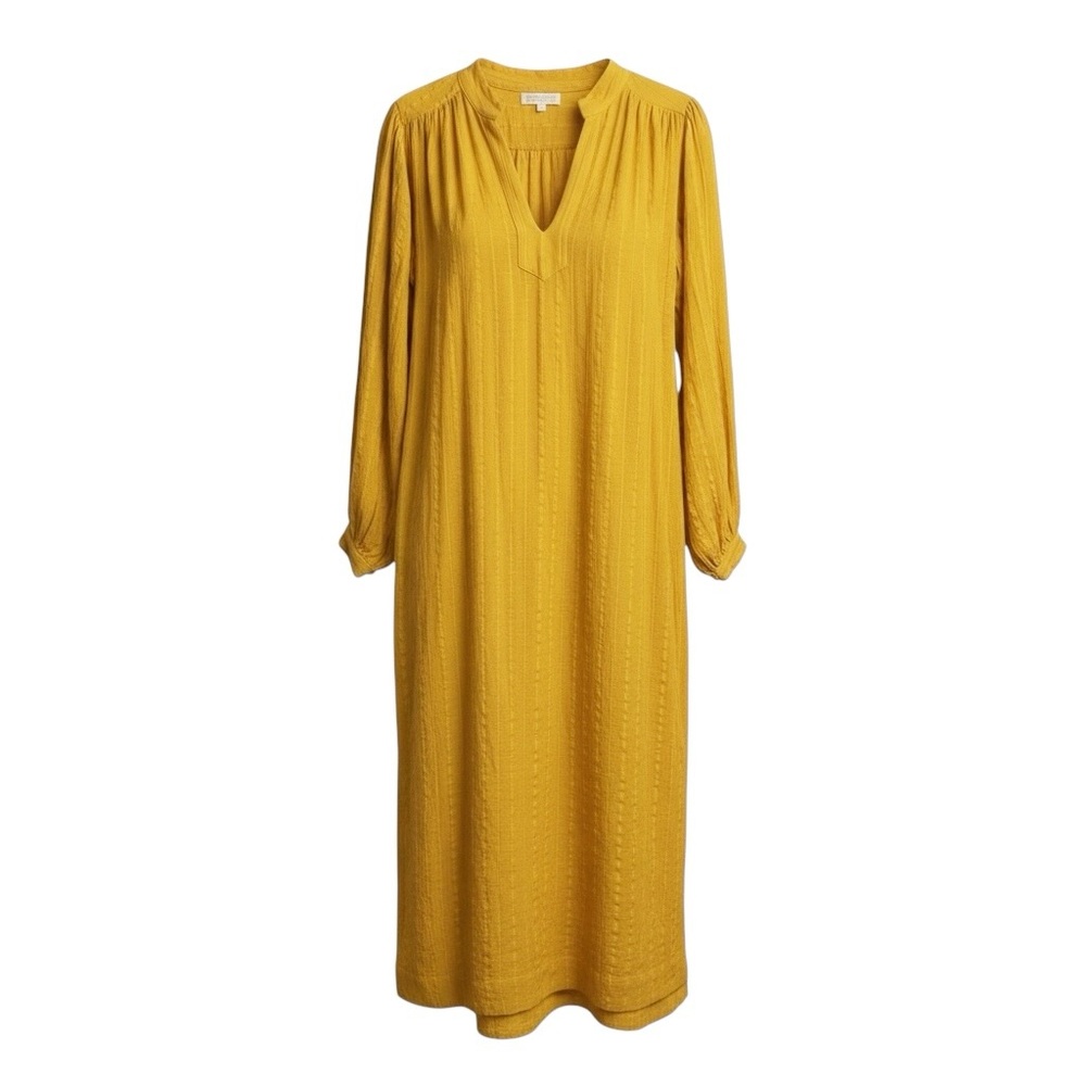 Suzie Kondi Luleta Striped Cotton Gauze Midi Dress Golden Yellow Size‎ XS